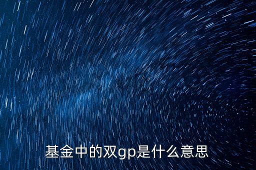 基金gp什么意思，什么是 GPLPPEVCFOF