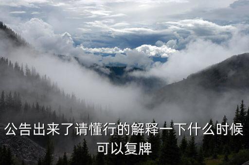 公告出來了請懂行的解釋一下什么時(shí)候可以復(fù)牌