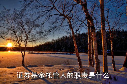 證券基金托管人的職責是什么