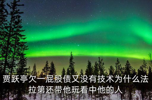 為什么說賈躍亭玩政治，賈躍亭欠一屁股債又沒有技術(shù)為什么法拉第還帶他玩看中他的人
