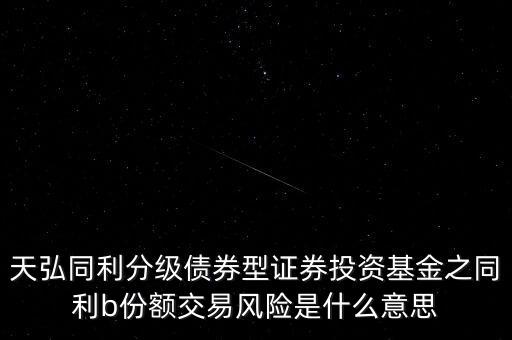 天弘同利分級債券型證券投資基金之同利b份額交易風險是什么意思