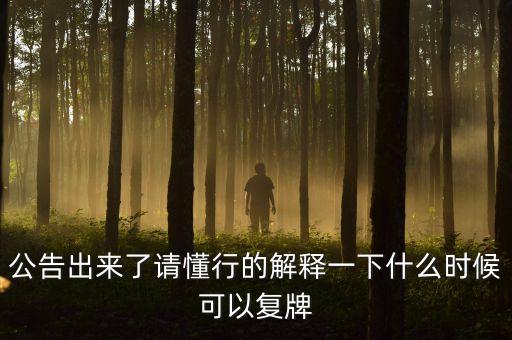 公告出來了請懂行的解釋一下什么時(shí)候可以復(fù)牌