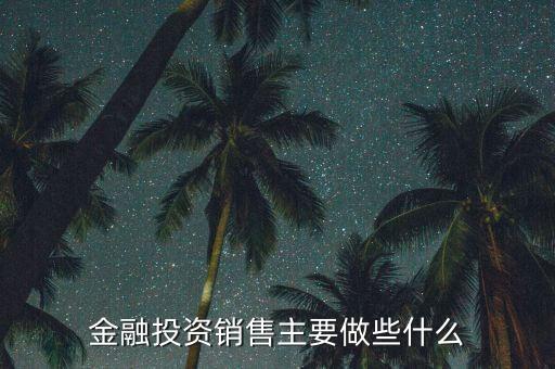金融投資銷售主要做些什么