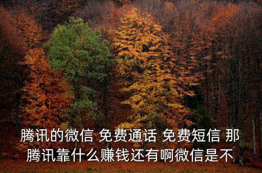 騰訊的微信 免費通話 免費短信 那騰訊靠什么賺錢還有啊微信是不