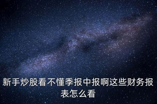 新手炒股看不懂季報中報啊這些財務(wù)報表怎么看