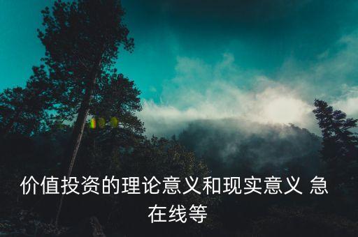 價值投資的理論意義和現(xiàn)實(shí)意義 急 在線等