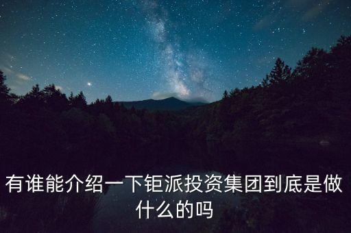 有誰(shuí)能介紹一下鉅派投資集團(tuán)到底是做什么的嗎