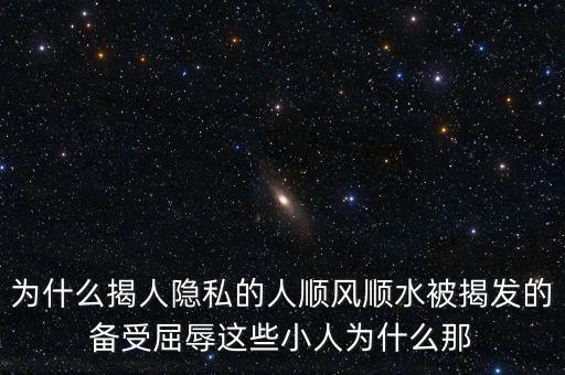 人們?yōu)槭裁赐春尥踅×?，為什么揭人隱私的人順風(fēng)順?biāo)唤野l(fā)的備受屈辱這些小人為什么那