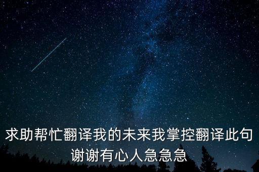 求助幫忙翻譯我的未來(lái)我掌控翻譯此句謝謝有心人急急急