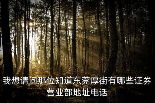 厚街有什么證券公司，我想請(qǐng)問那位知道東莞厚街有哪些證券營(yíng)業(yè)部地址電話