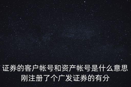 證券的客戶帳號(hào)和資產(chǎn)帳號(hào)是什么意思剛注冊(cè)了個(gè)廣發(fā)證券的有分