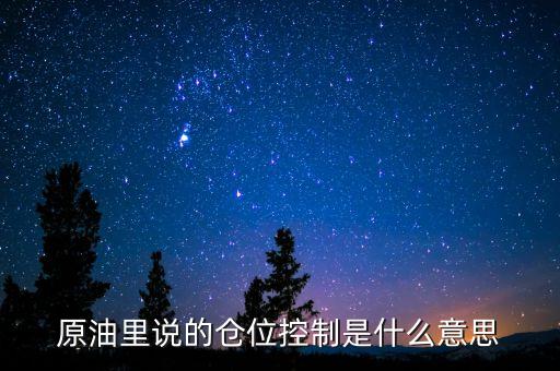 原油里說的倉(cāng)位控制是什么意思
