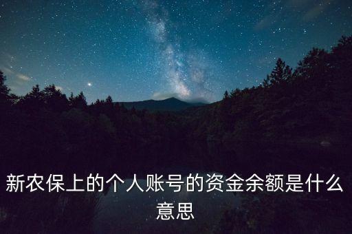 新農(nóng)保上的個人賬號的資金余額是什么意思