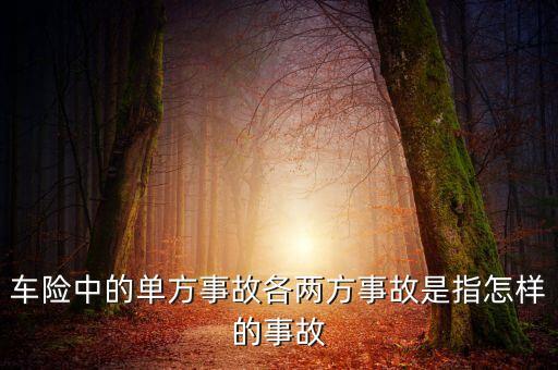 車險(xiǎn)中的單方事故各兩方事故是指怎樣的事故