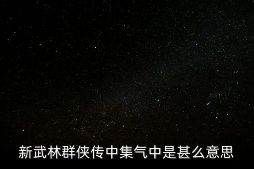 中集是什么意思，新武林群俠傳中集氣中是甚么意思