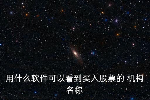 用什么軟件可以看到買入股票的 機構(gòu)名稱