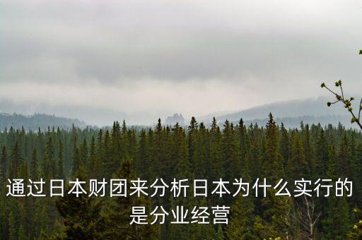 什么是分業(yè)經(jīng)營(yíng)，通過日本財(cái)團(tuán)來分析日本為什么實(shí)行的是分業(yè)經(jīng)營(yíng)