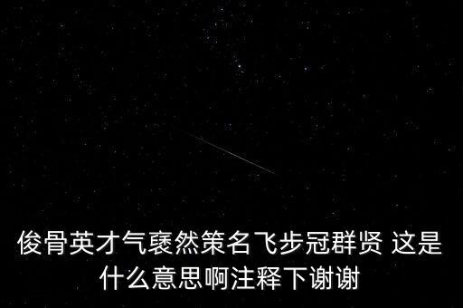 駿環(huán)升旺是什么，俊骨英才氣褎然策名飛步冠群賢 這是什么意思啊注釋下謝謝