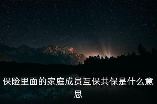 保險里面的家庭成員互保共保是什么意思