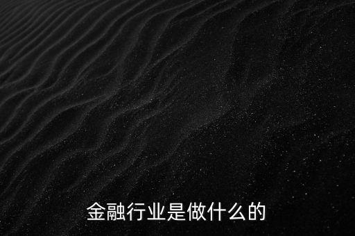 金融行業(yè)是做什么的