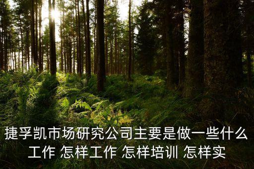 捷孚凱市場(chǎng)研究公司主要是做一些什么工作 怎樣工作 怎樣培訓(xùn) 怎樣實(shí)