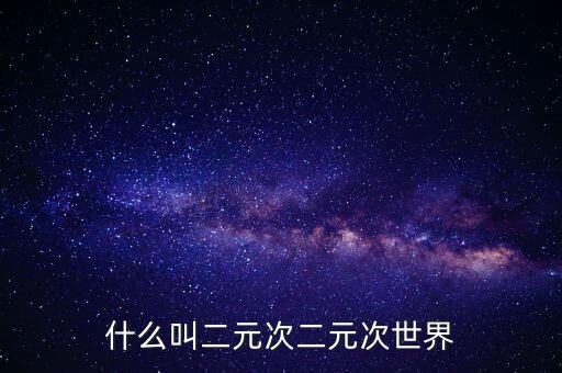 二元次世界是什么意思，動漫里的二元次世界是什么意思