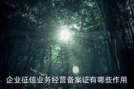 企業(yè)征信業(yè)務(wù)經(jīng)營備案證有什么用，中國人民銀行機構(gòu)信用代碼證有什么作用