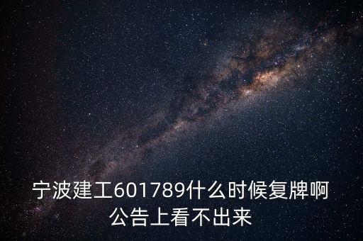 寧波建工601789什么時候復牌啊公告上看不出來