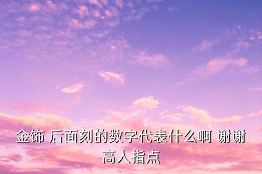 千足金后面的數字代表什么，金飾 后面刻的數字代表什么啊 謝謝高人指點