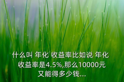 什么叫 年化 收益率比如說(shuō) 年化 收益率是4.5%,那么10000元又能得多少錢...
