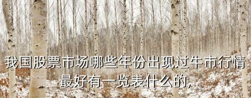 我國(guó)股票市場(chǎng)哪些年份出現(xiàn)過(guò)牛市行情最好有一覽表什么的,