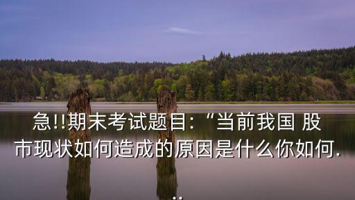 急!!期末考試題目:“當前我國 股市現(xiàn)狀如何造成的原因是什么你如何...