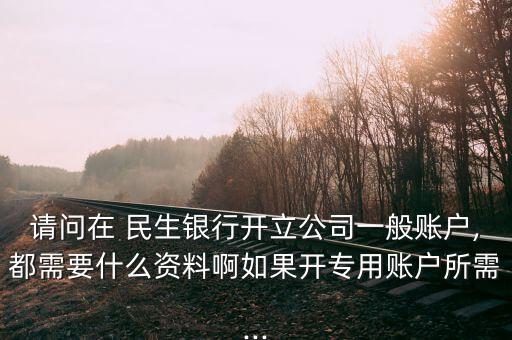 請(qǐng)問(wèn)在 民生銀行開(kāi)立公司一般賬戶(hù),都需要什么資料啊如果開(kāi)專(zhuān)用賬戶(hù)所需...