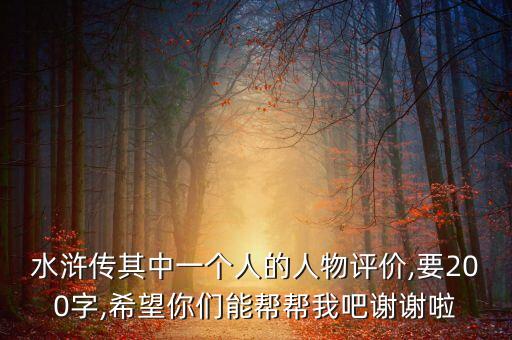 水滸傳其中一個人的人物評價,要200字,希望你們能幫幫我吧謝謝啦