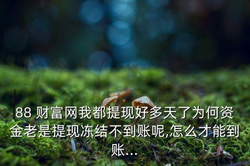 88 財富網我都提現好多天了為何資金老是提現凍結不到賬呢,怎么才能到賬...