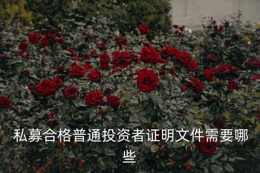  私募合格普通投資者證明文件需要哪些