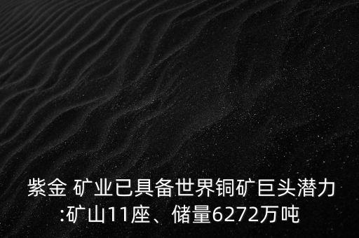  紫金 礦業(yè)已具備世界銅礦巨頭潛力:礦山11座、儲量6272萬噸