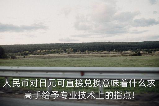 人民幣對日元可直接兌換意味著什么求高手給予專業(yè)技術(shù)上的指點!