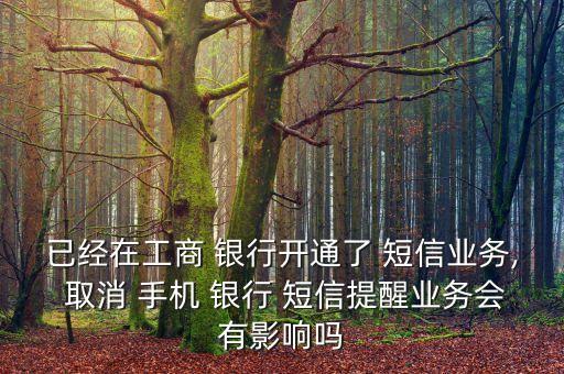 已經(jīng)在工商 銀行開通了 短信業(yè)務(wù), 取消 手機 銀行 短信提醒業(yè)務(wù)會有影響嗎