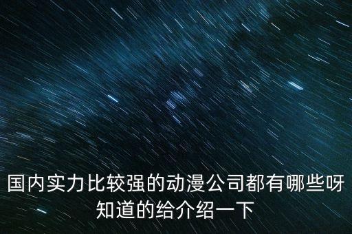 國內(nèi)實(shí)力比較強(qiáng)的動(dòng)漫公司都有哪些呀知道的給介紹一下