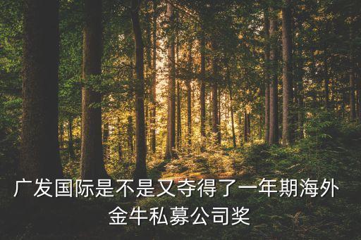 廣發(fā)國際是不是又奪得了一年期海外 金牛私募公司獎(jiǎng)