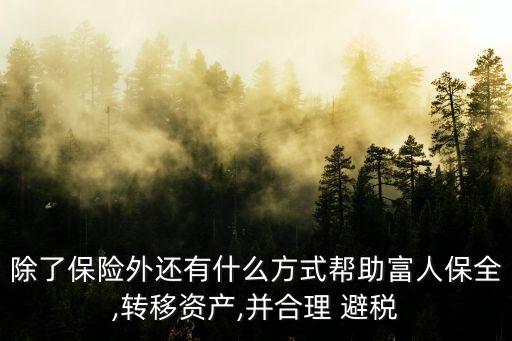 除了保險(xiǎn)外還有什么方式幫助富人保全,轉(zhuǎn)移資產(chǎn),并合理 避稅