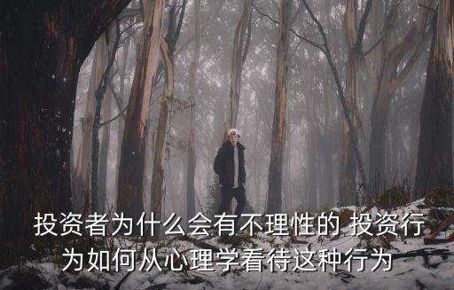  投資者為什么會有不理性的 投資行為如何從心理學看待這種行為