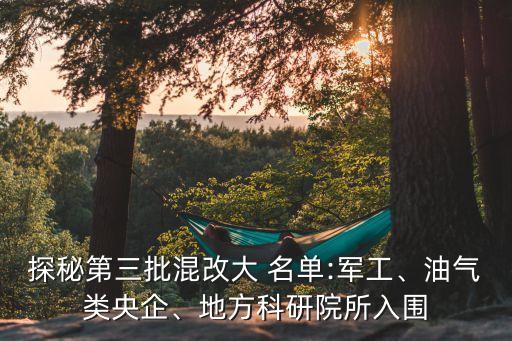 探秘第三批混改大 名單:軍工、油氣類央企、地方科研院所入圍