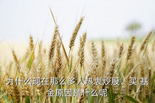 為什么現(xiàn)在那么多人熱衷炒股、買 基金原因是什么呢