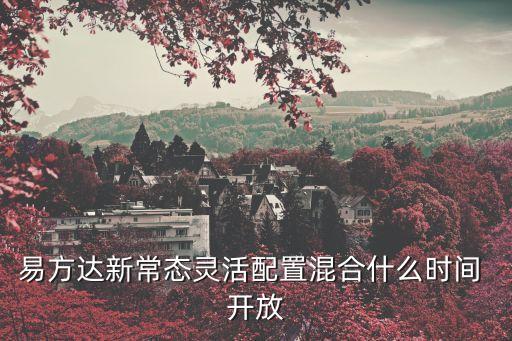 易方達(dá)新常態(tài)靈活配置混合什么時間 開放
