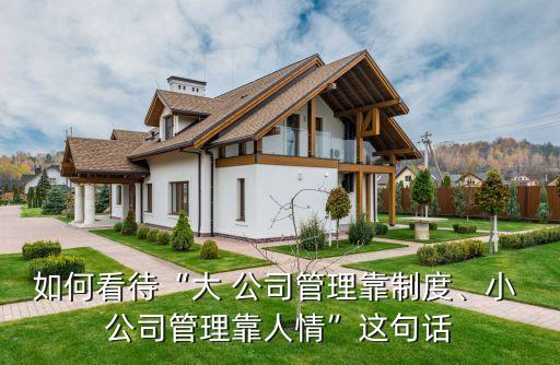 如何看待“大 公司管理靠制度、小 公司管理靠人情”這句話