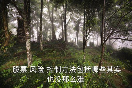  股票 風(fēng)險(xiǎn) 控制方法包括哪些其實(shí)也沒那么難