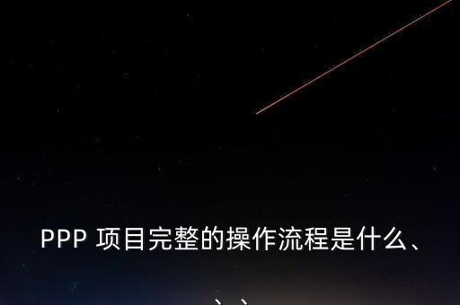 PPP 項(xiàng)目完整的操作流程是什么、、、