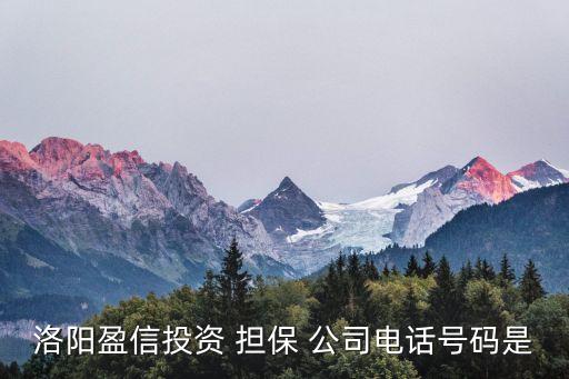洛陽(yáng)盈信投資 擔(dān)保 公司電話(huà)號(hào)碼是